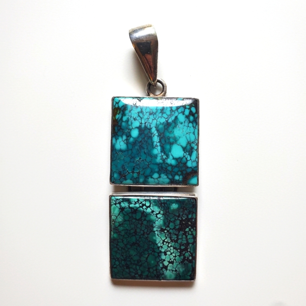 Charles Albert Turquoise Square Double Pendant